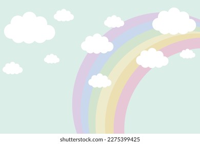 Escena de fondo con arcoiris colorido e ilustración en la nube