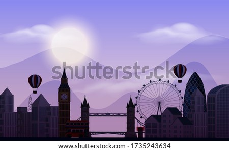 Background scene with dark sky in the city illustration