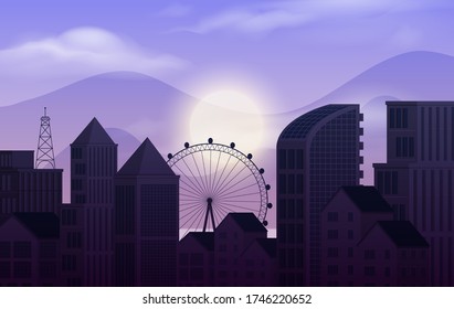 Background scene with dark sky illustration