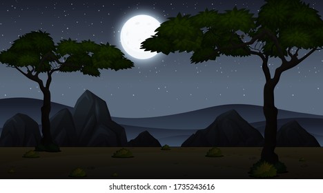 Background scene with dark sky at the park illustration