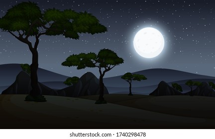 Escena de fondo con cielo oscuro en la ilustración del parque