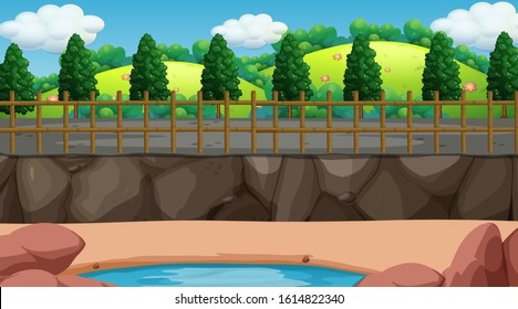 Background scene with fence around the park illustration