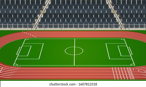 Background scene of football field and stadium illustration