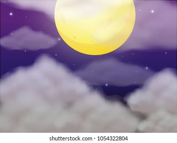 Background scene with fullmoon at night illustration