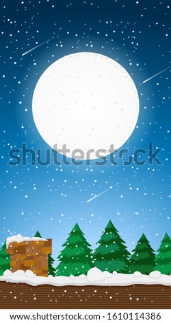 Background scene with fullmoon in the sky illustration