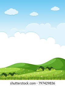 Background scene with green grass on the hills illustration Background scene with green grass on the hills illustration