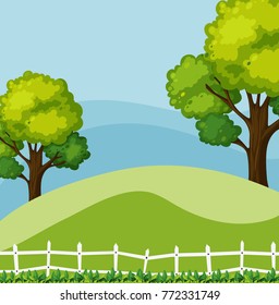 Background Scene Green Trees Illustration Stock Vector (Royalty Free ...