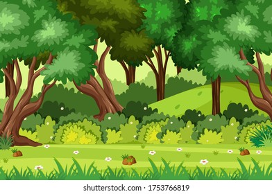 Background Scene Green Trees Park Illustration Stock Vector (Royalty ...