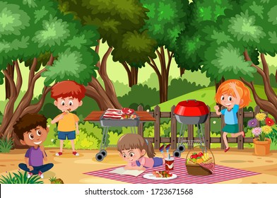 240 Cartoon Kids Eating Lunch Outside Images, Stock Photos & Vectors ...