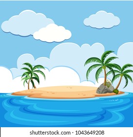 Background scene of island in the ocean illustration