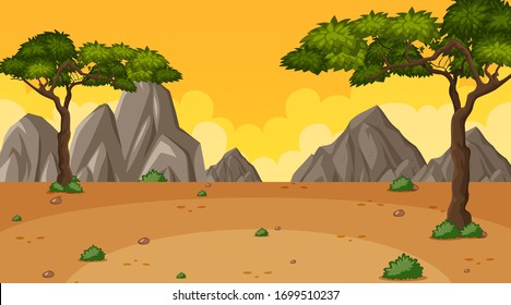 Background scene with many trees in the park illustration