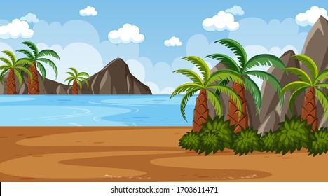 Escena de fondo con muchos árboles en la ilustración del parque