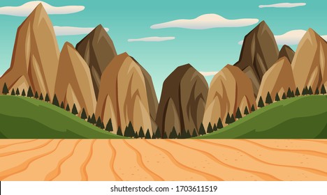 Background scene with many trees in the park illustration