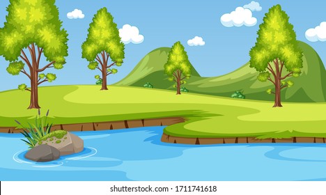 Cartoon African Savannah Realistic Vector Landscape Stock Vector ...