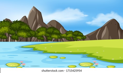Background scene with many trees in the park illustration