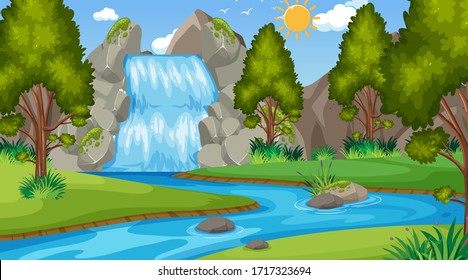 Background scene and many trees in the park illustration