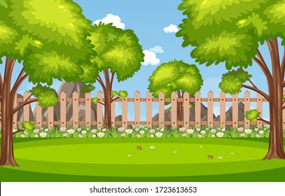 Escena de fondo con muchos árboles en la ilustración del parque