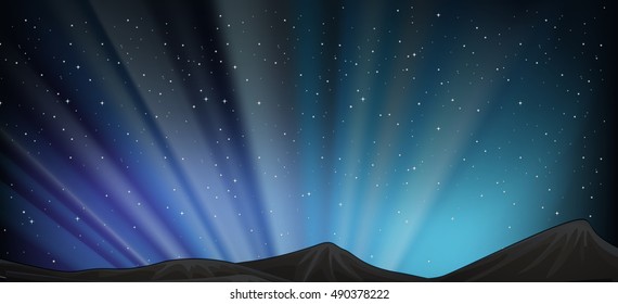 Background scene with mountain at night illustration