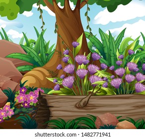 Background scene with nature theme illustration