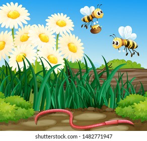 Escena de fondo con ilustración de tema de naturaleza