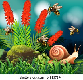 Background scene with nature theme illustration