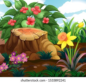 Escena de fondo con ilustración de tema de naturaleza