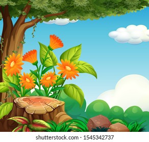 Background scene with nature theme illustration