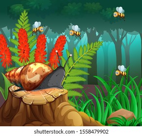 Escena de fondo con ilustración de tema de naturaleza