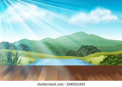 Background scene with park at daytime illustration