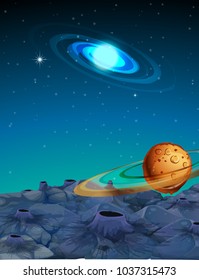 Background scene with planets in space illustration