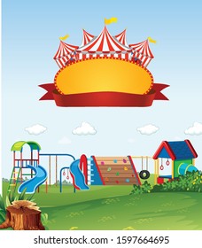 Escena de fondo del área de juego con ilustración de plantilla de signo