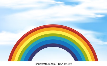 Background scene with rainbow in the sky illustration