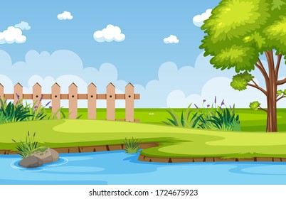 Background Scene River Park Illustration Stock Vector (Royalty Free ...