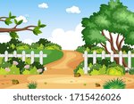 Background scene with road in the park illustration