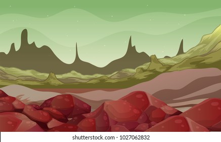 Background scene with rocks in the field illustration