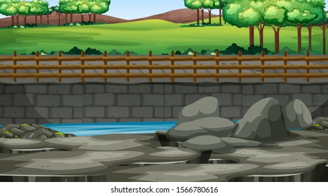 Background scene with rocks and green grass illustration