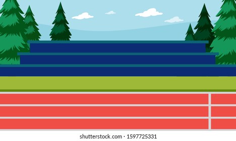 Background scene of running track with stadium illustration