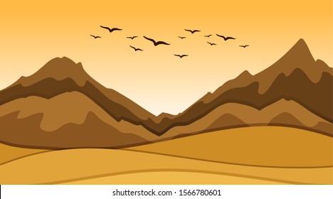 Background scene with sand and hills illustration