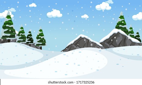 Background scene with snow in the field illustration