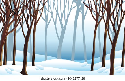 Hintergrundszene mit Schnee in der Waldgrafik