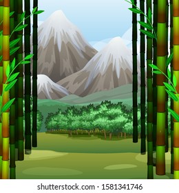 Background scene with snow on mountains illustration