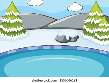 Background scene with snow on the trees illustration