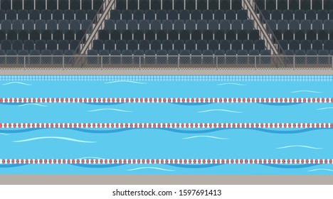 Background scene  of swimming pool with stadium illustration