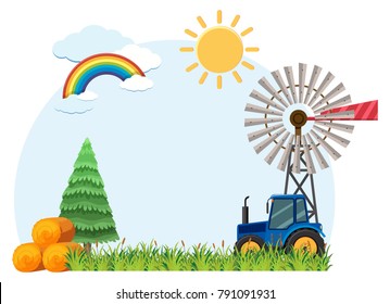 Hintergrundszene mit Traktor und Heu-Illustration