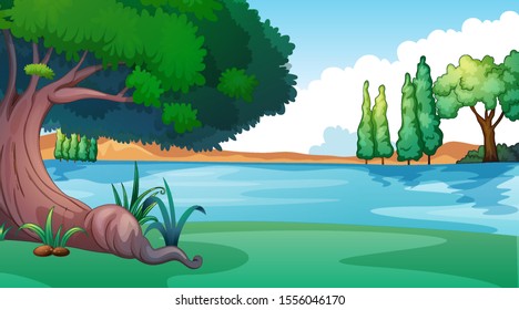 Hintergrund-Szene mit Baum an der Seemaschine