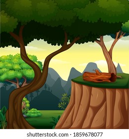 Background scene with tree on the cliff
