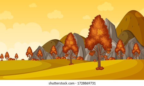 Background scene with trees in fall season illustration
