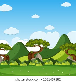 Background scene with trees in the park illustration