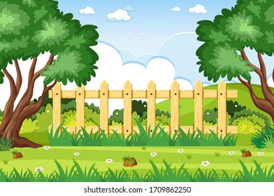 Background scene with trees in the park illustration