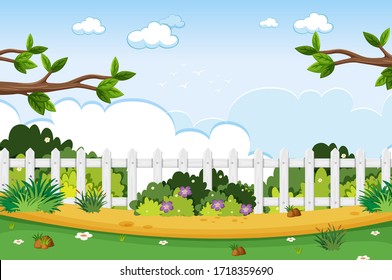 Background scene with trees in the park illustration